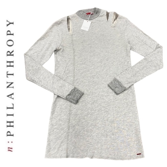 NWT N:Philanthropy Kyra Sweatshirt Dress, Grey - Picture 2 of 13